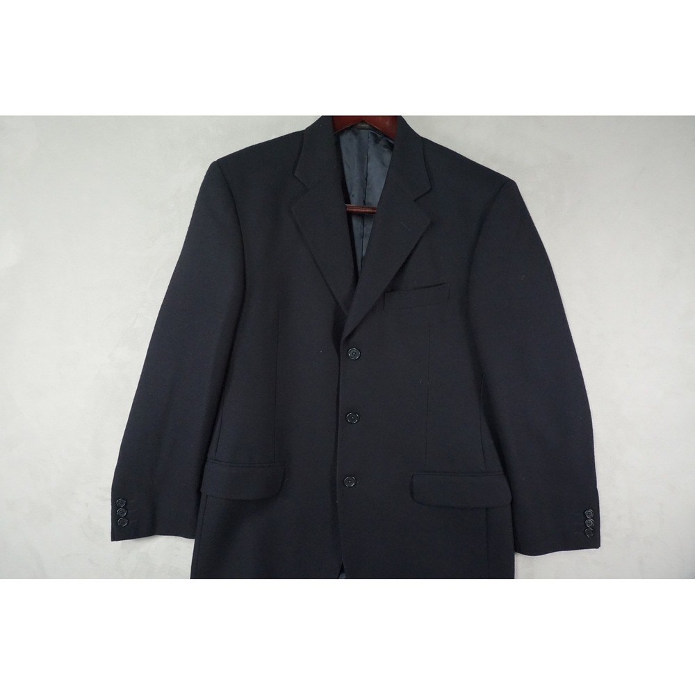 Enrico Valenti Blazer Mens 38S Navy Blue Made in Italy Wool 3 Button